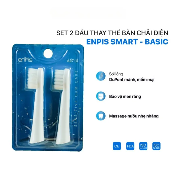 Set 2 đầu bàn chải thay thế dòng Smart-Basic chính hãng ENPIS